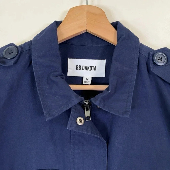 BB  Dakota Cropped Military Blue Zip Cotton Jacket - Picture 9 of 13